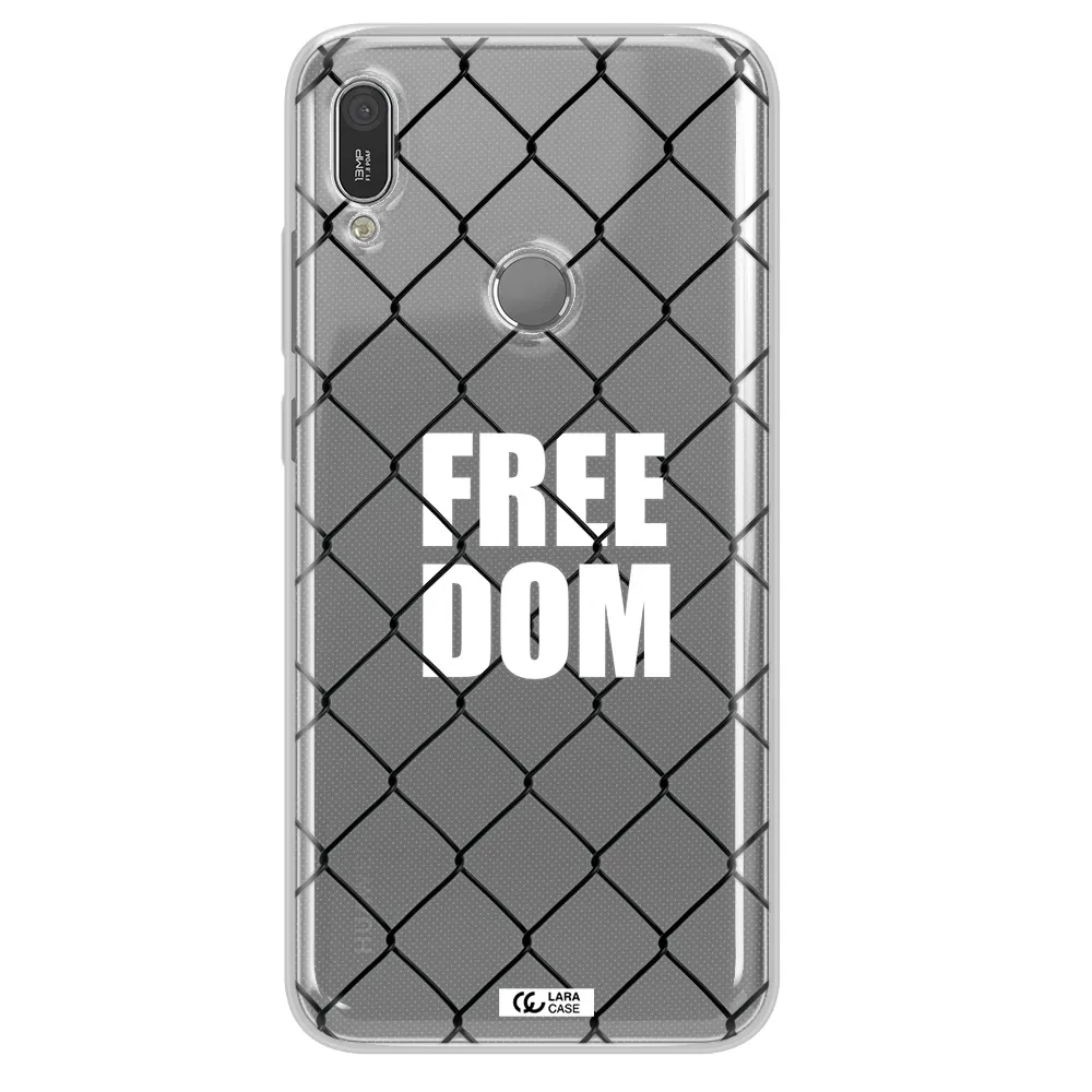 a close-up of a chain link fence Huawei Y6 2019 Clear TPU Case