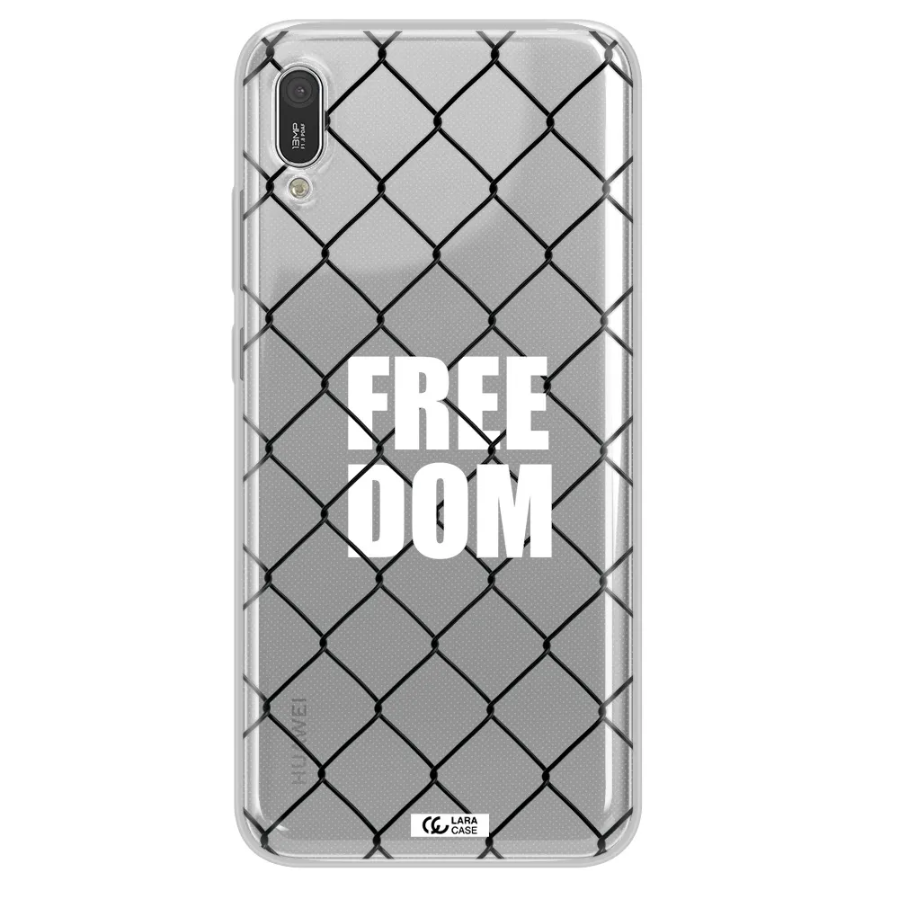a close-up of a chain link fence Huawei Y6 Pro 2019 Clear TPU Case