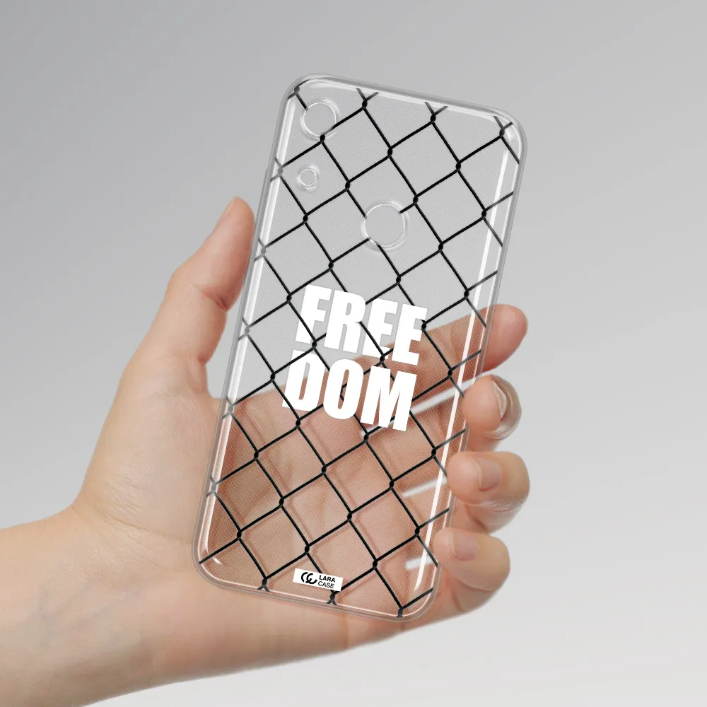 a close-up of a chain link fence Huawei Y6S Clear TPU Case