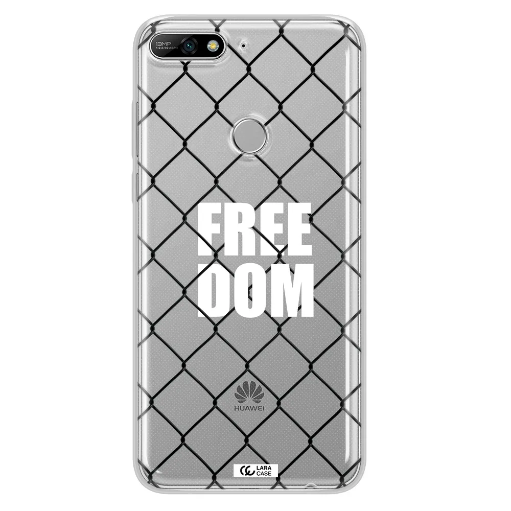 a close-up of a chain link fence Huawei Y7 2018 Clear TPU Case