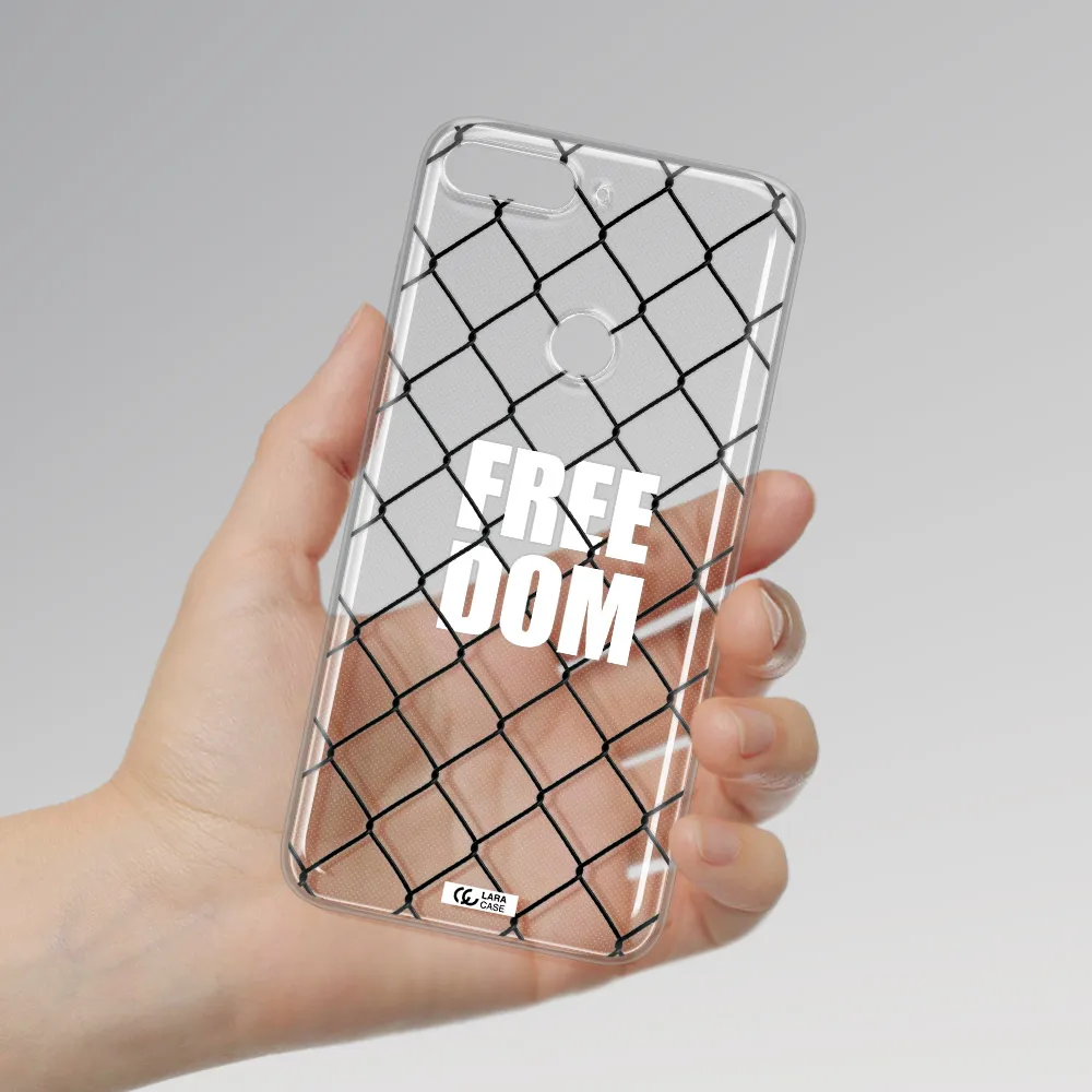 a close-up of a chain link fence Huawei Y7 2018 Clear TPU Case