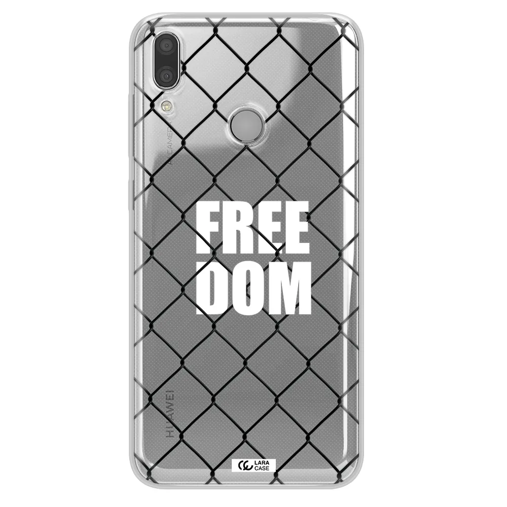 a close-up of a chain link fence Huawei Y7 2019 Clear TPU Case