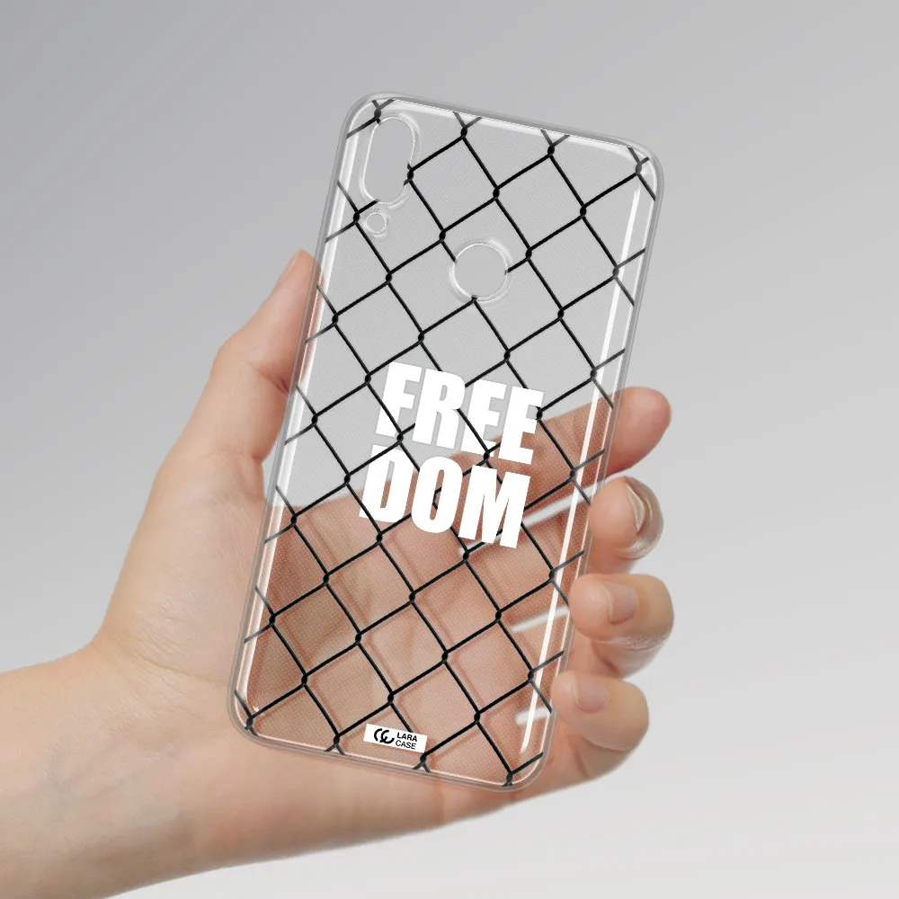 a close-up of a chain link fence Huawei Y9 2019 Clear TPU Case