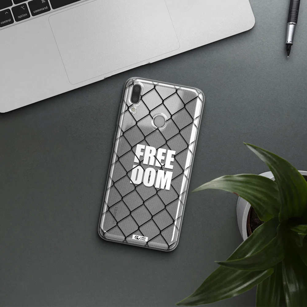 a close-up of a chain link fence Huawei Y9 2019 Clear TPU Case