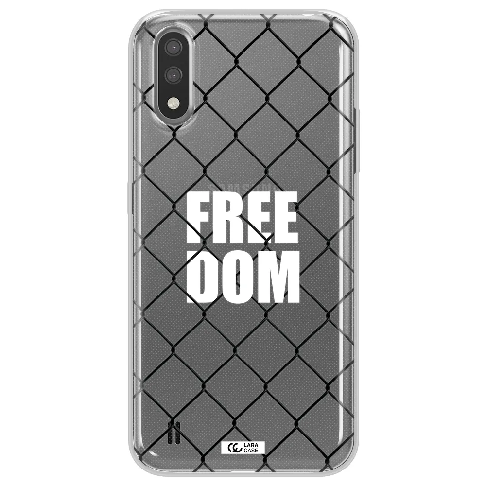 a close-up of a chain link fence Samsung A01 Clear TPU Case