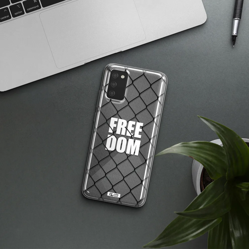 a close-up of a chain link fence Samsung A02S Clear TPU Case