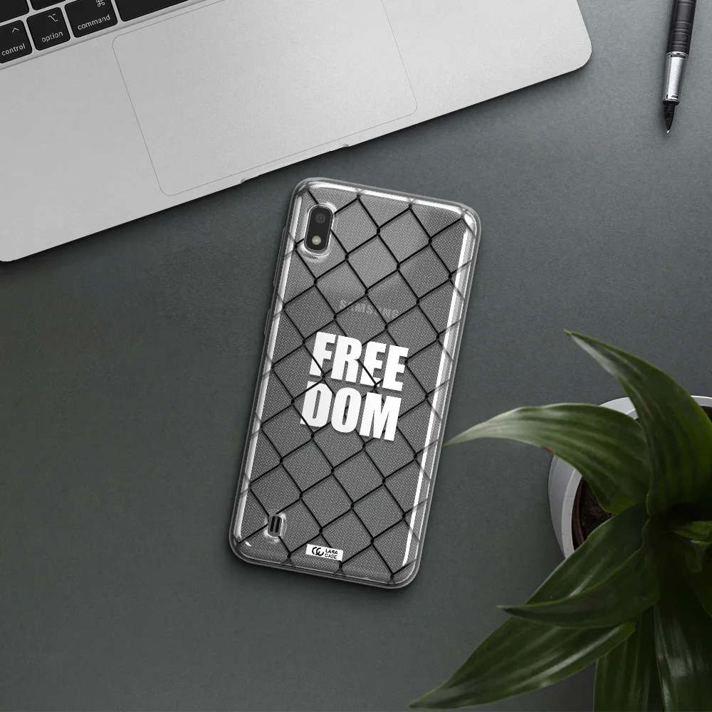 a close-up of a chain link fence Samsung A10 Clear TPU Case