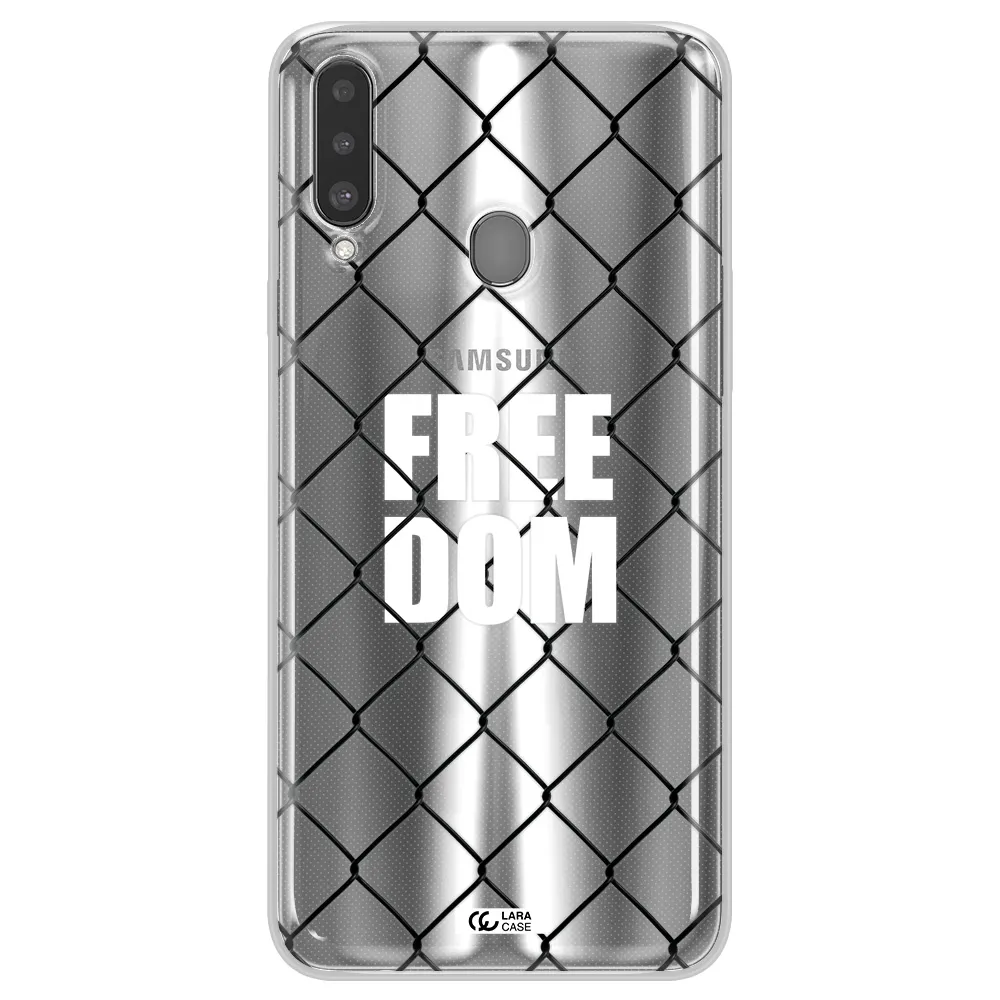a close-up of a chain link fence Samsung A20S Clear TPU Case