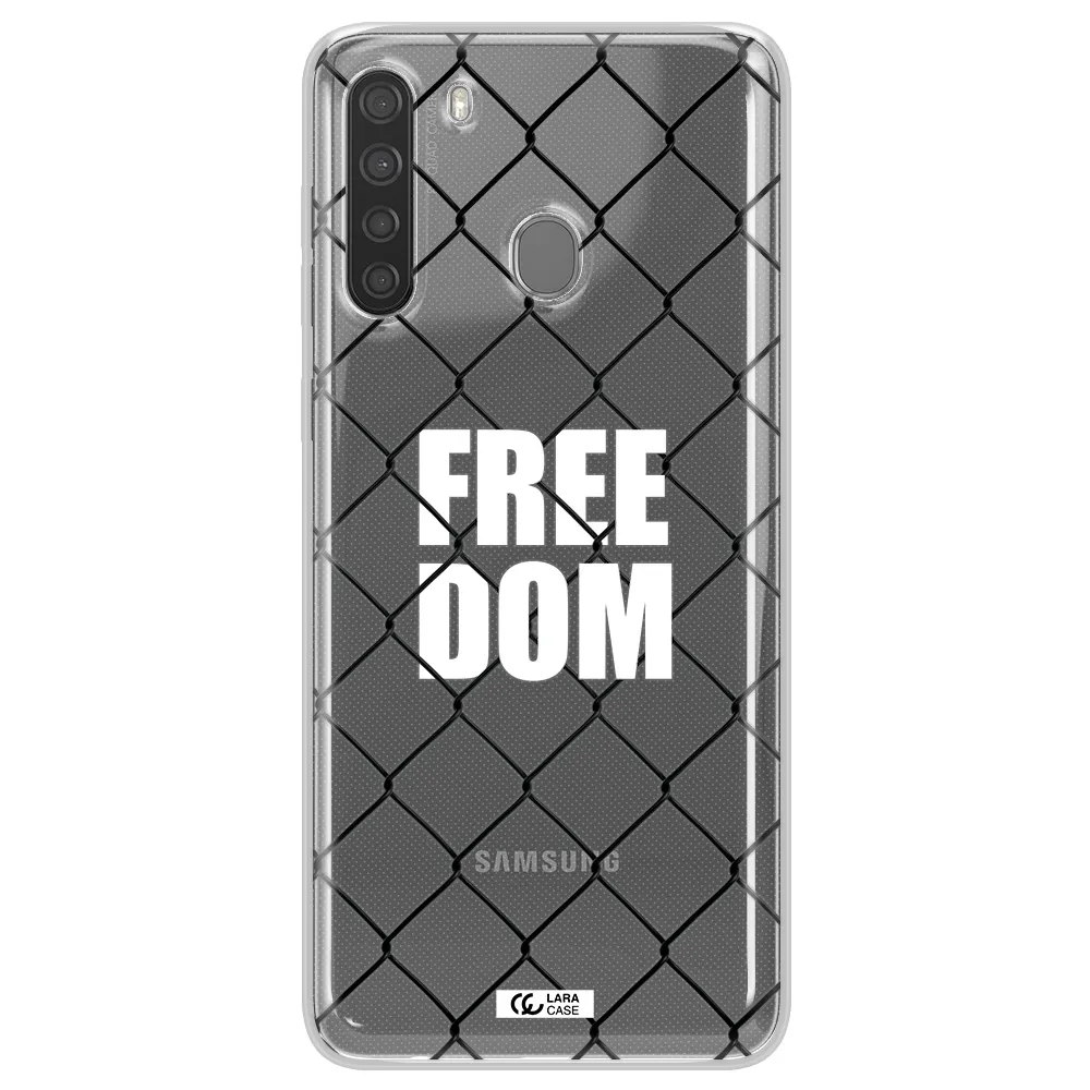 a close-up of a chain link fence Samsung A21 Clear TPU Case