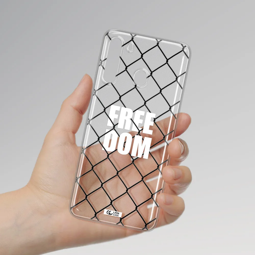 a close-up of a chain link fence Samsung A21 Clear TPU Case