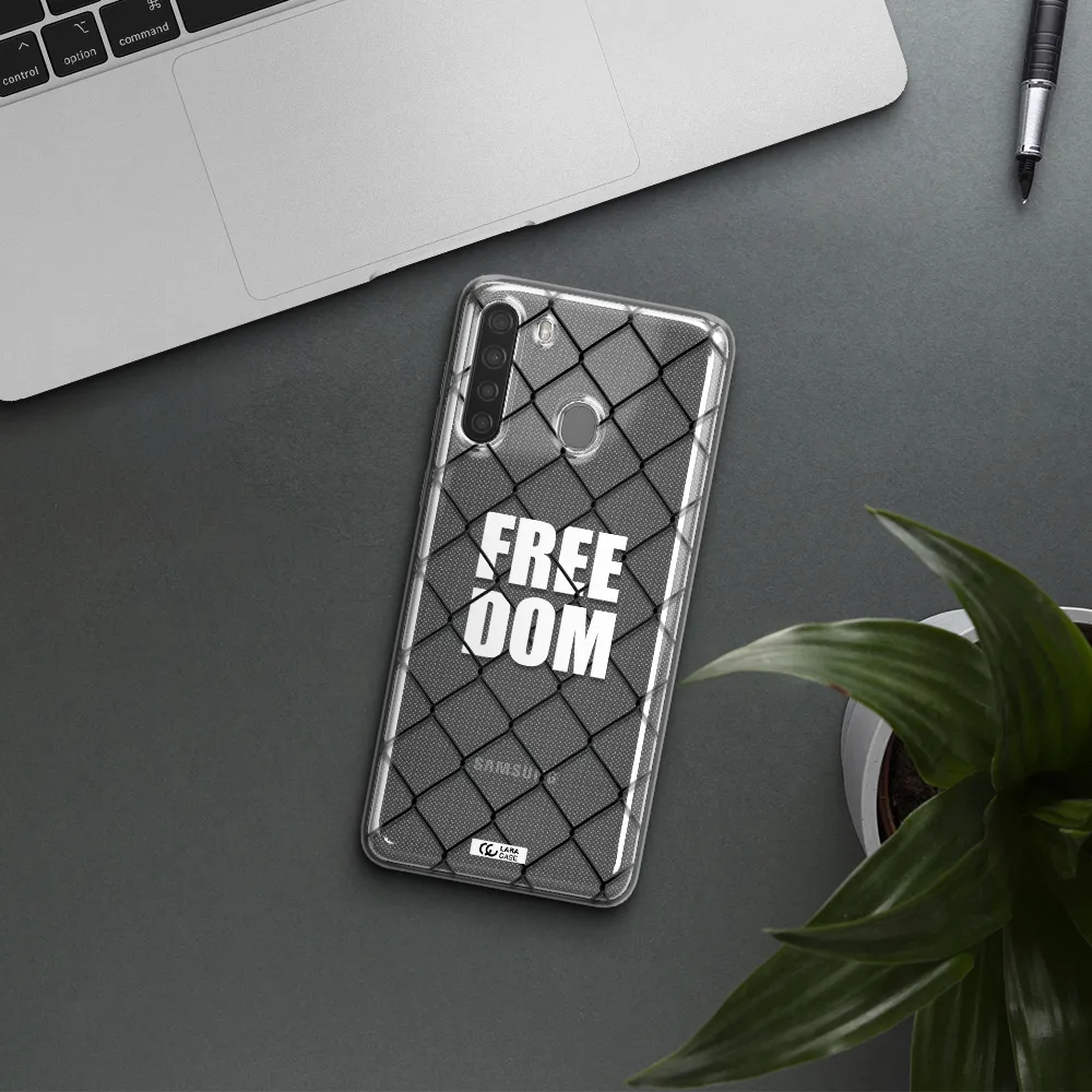 a close-up of a chain link fence Samsung A21 Clear TPU Case