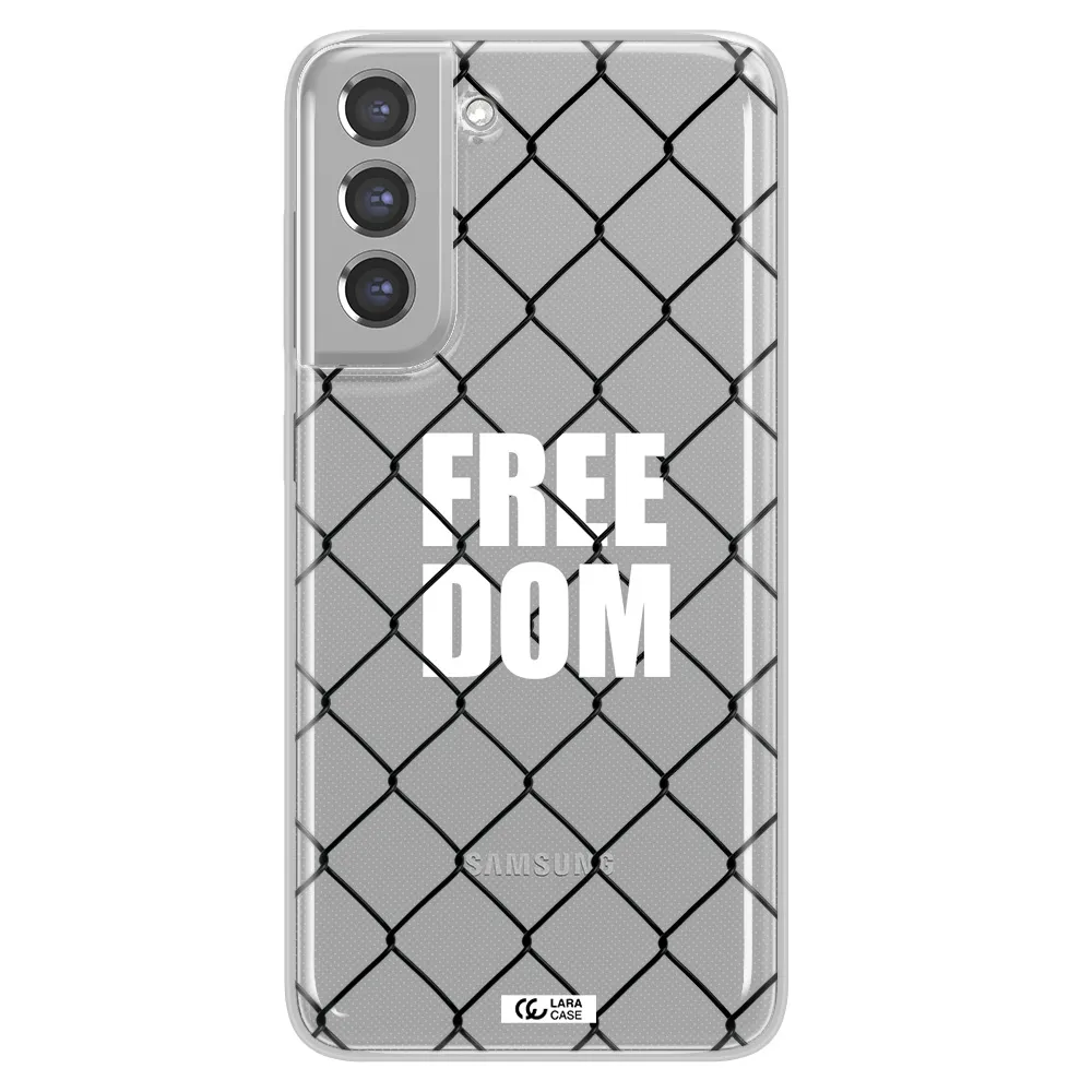 a close-up of a chain link fence Samsung A21 Fe Clear TPU Case