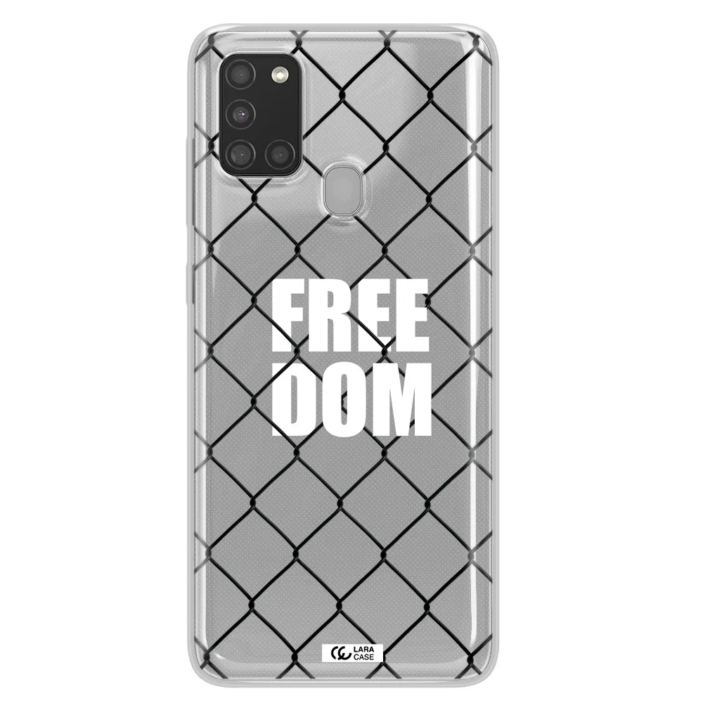 a close-up of a chain link fence Samsung A21S Clear TPU Case
