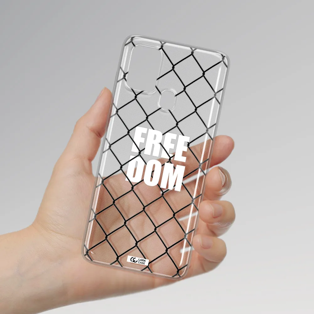 a close-up of a chain link fence Samsung A21S Clear TPU Case