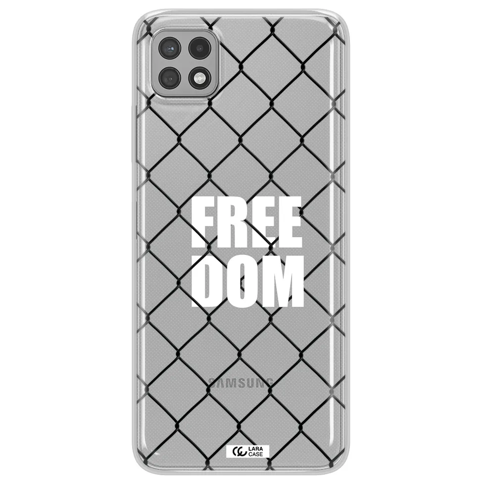a close-up of a chain link fence Samsung A22 5g Clear TPU Case
