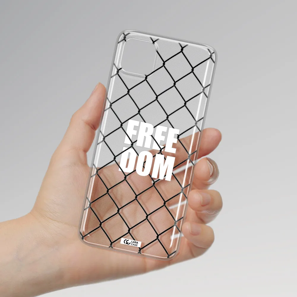 a close-up of a chain link fence Samsung A22 5g Clear TPU Case