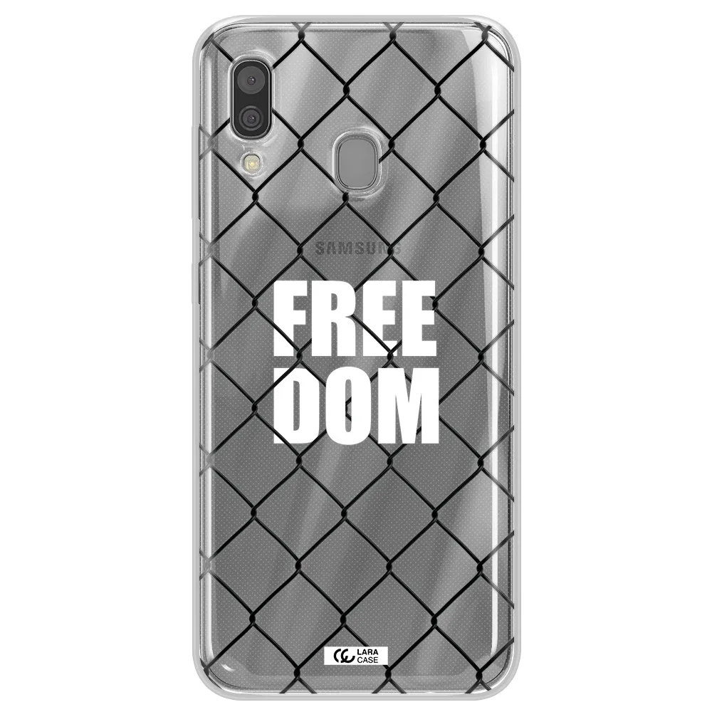 a close-up of a chain link fence Samsung A30 Clear TPU Case