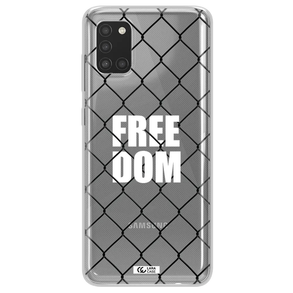 a close-up of a chain link fence Samsung A31 Clear TPU Case