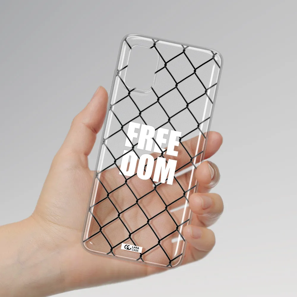 a close-up of a chain link fence Samsung A31 Clear TPU Case
