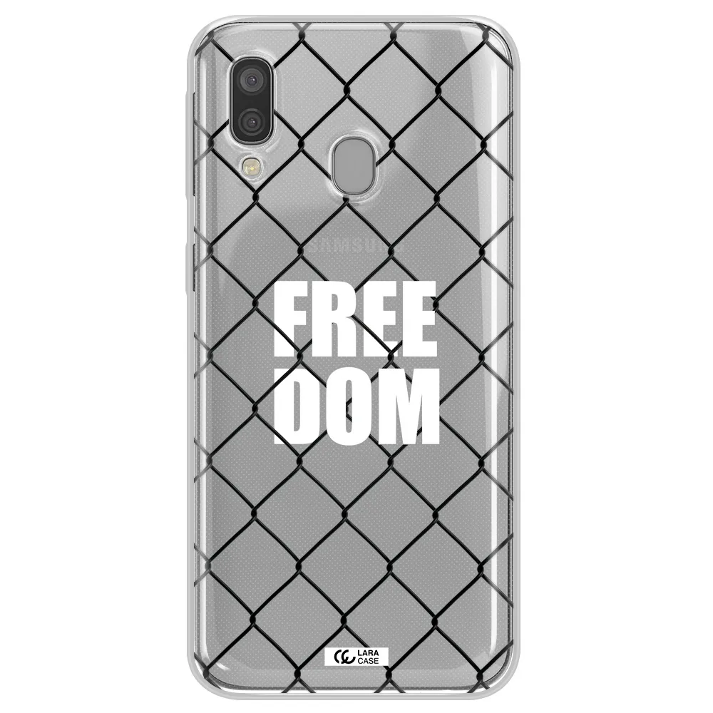 a close-up of a chain link fence Samsung A40 Clear TPU Case