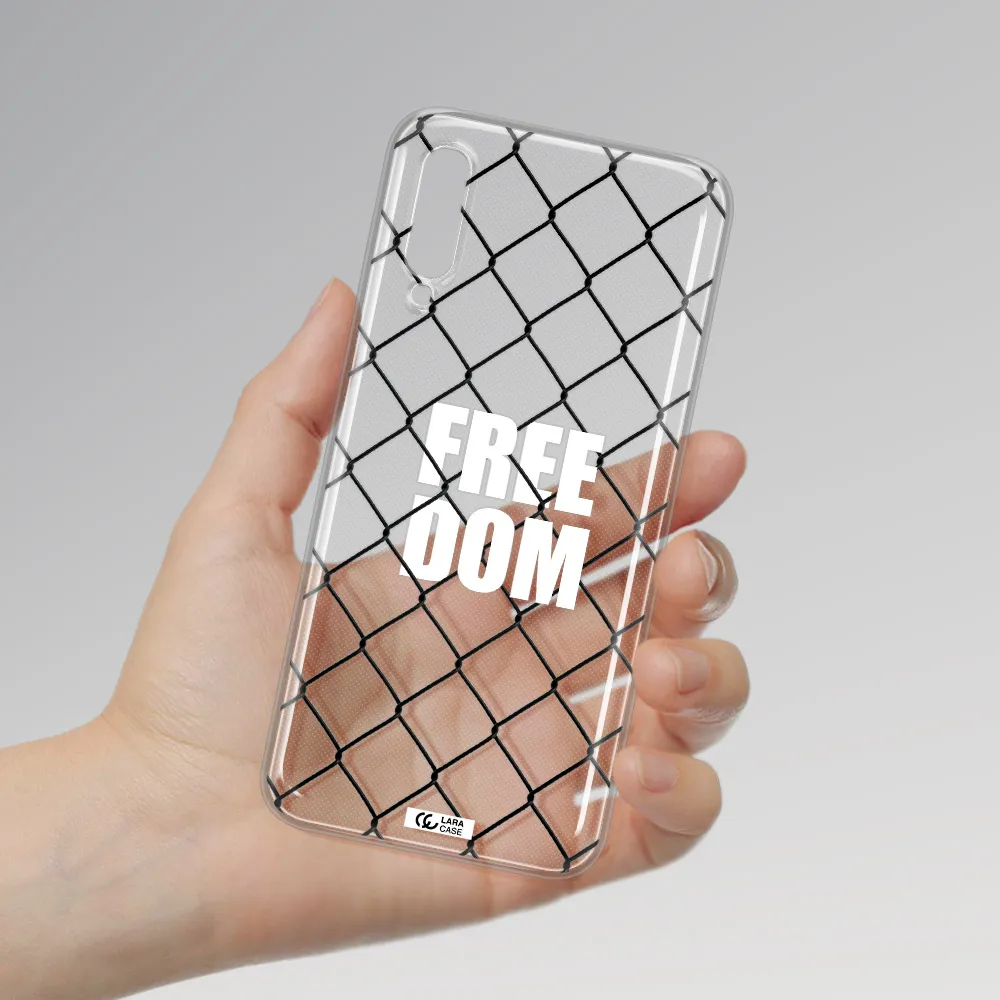 a close-up of a chain link fence Samsung A50 Clear TPU Case