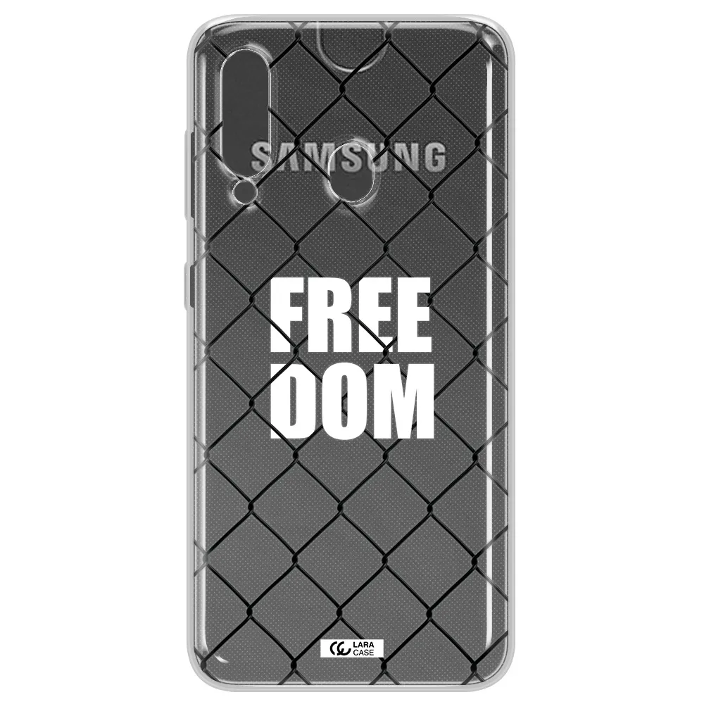 a close-up of a chain link fence Samsung A60 Clear TPU Case