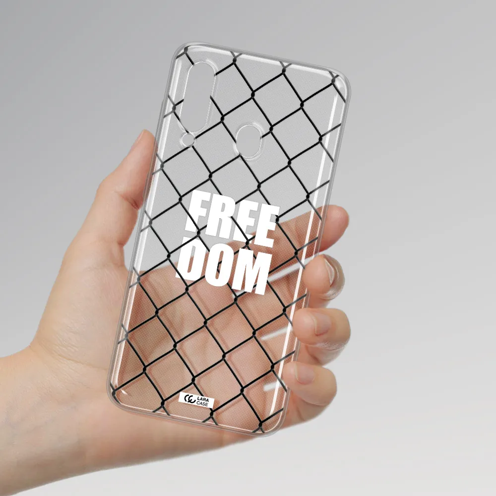 a close-up of a chain link fence Samsung A60 Clear TPU Case