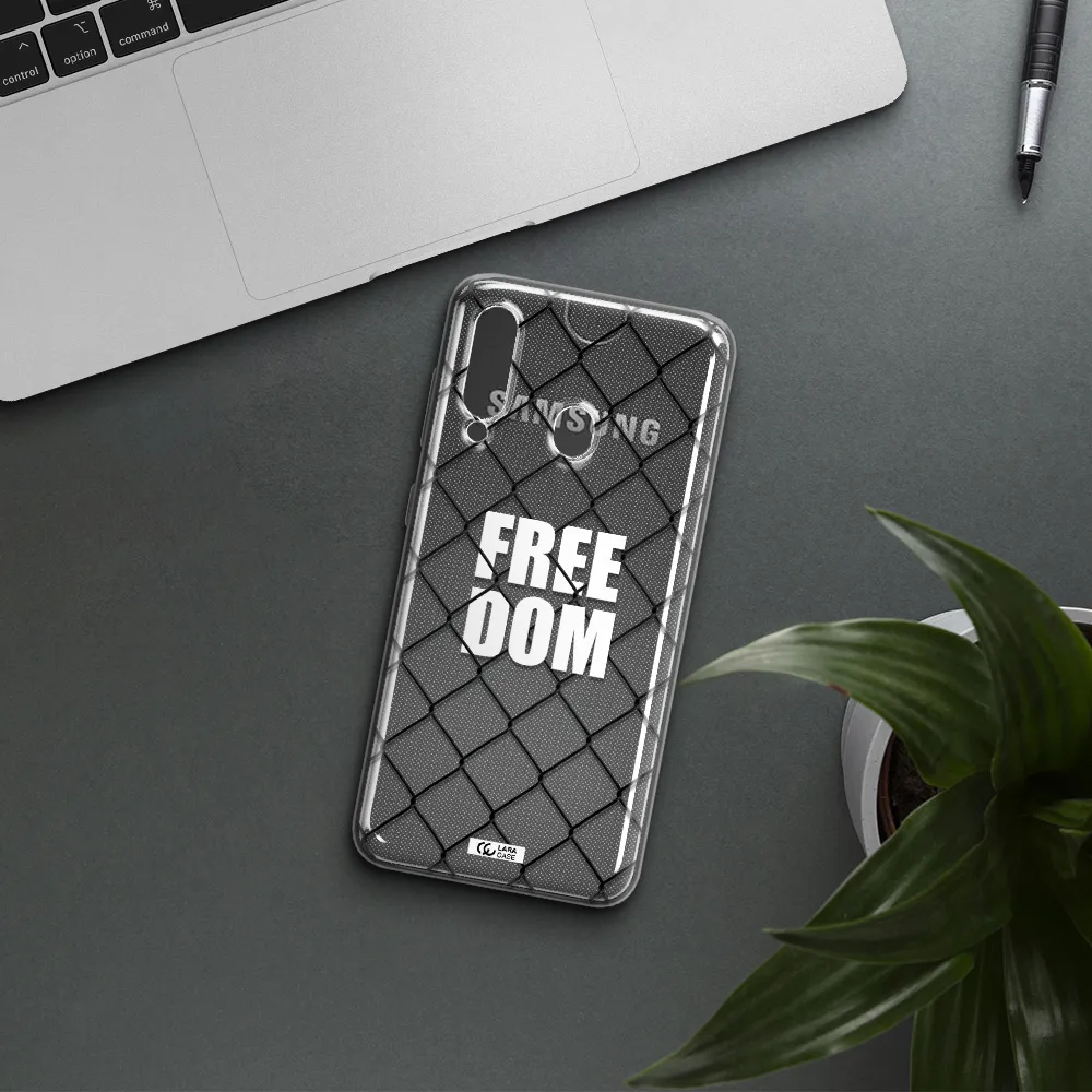 a close-up of a chain link fence Samsung A60 Clear TPU Case