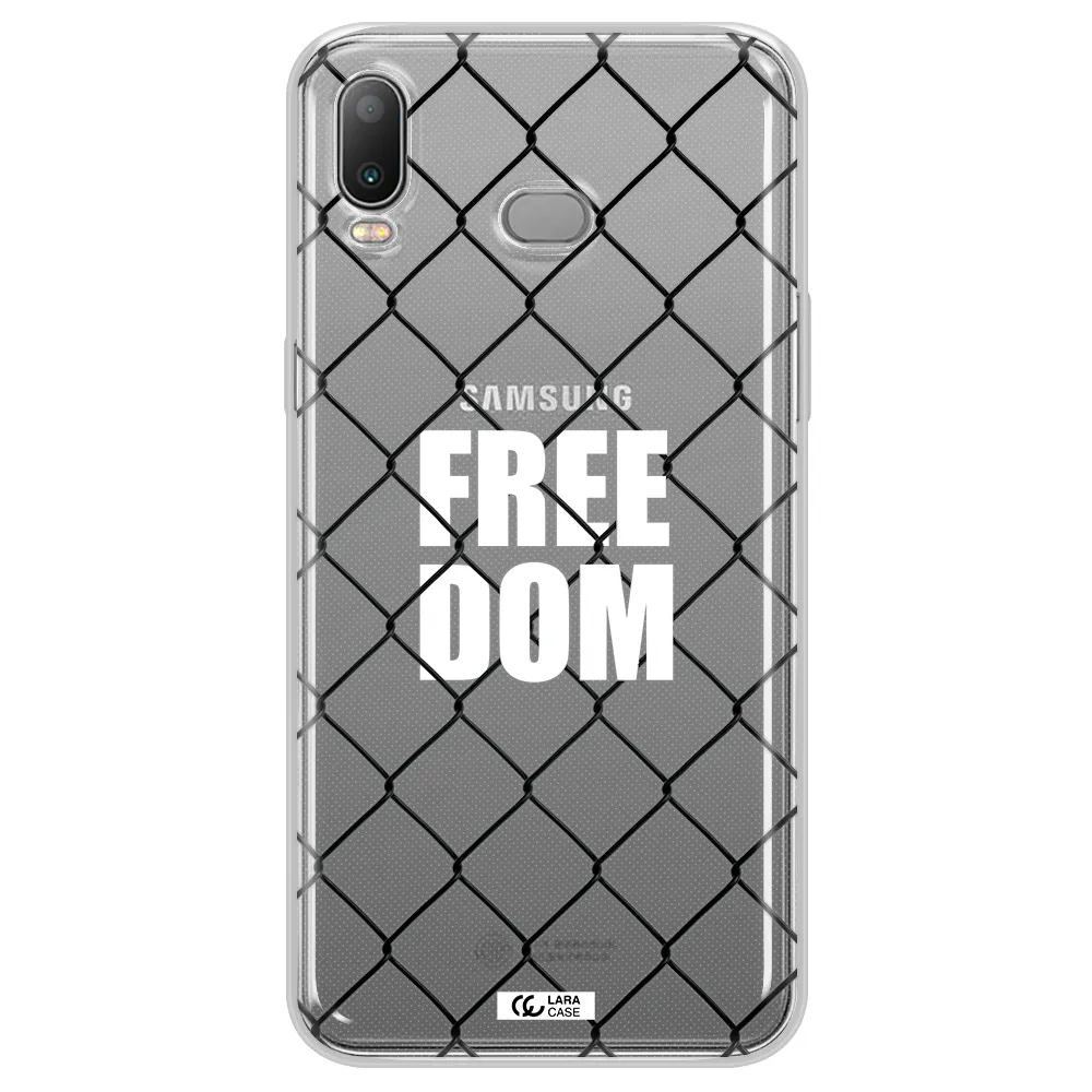 a close-up of a chain link fence Samsung A6S Clear TPU Case