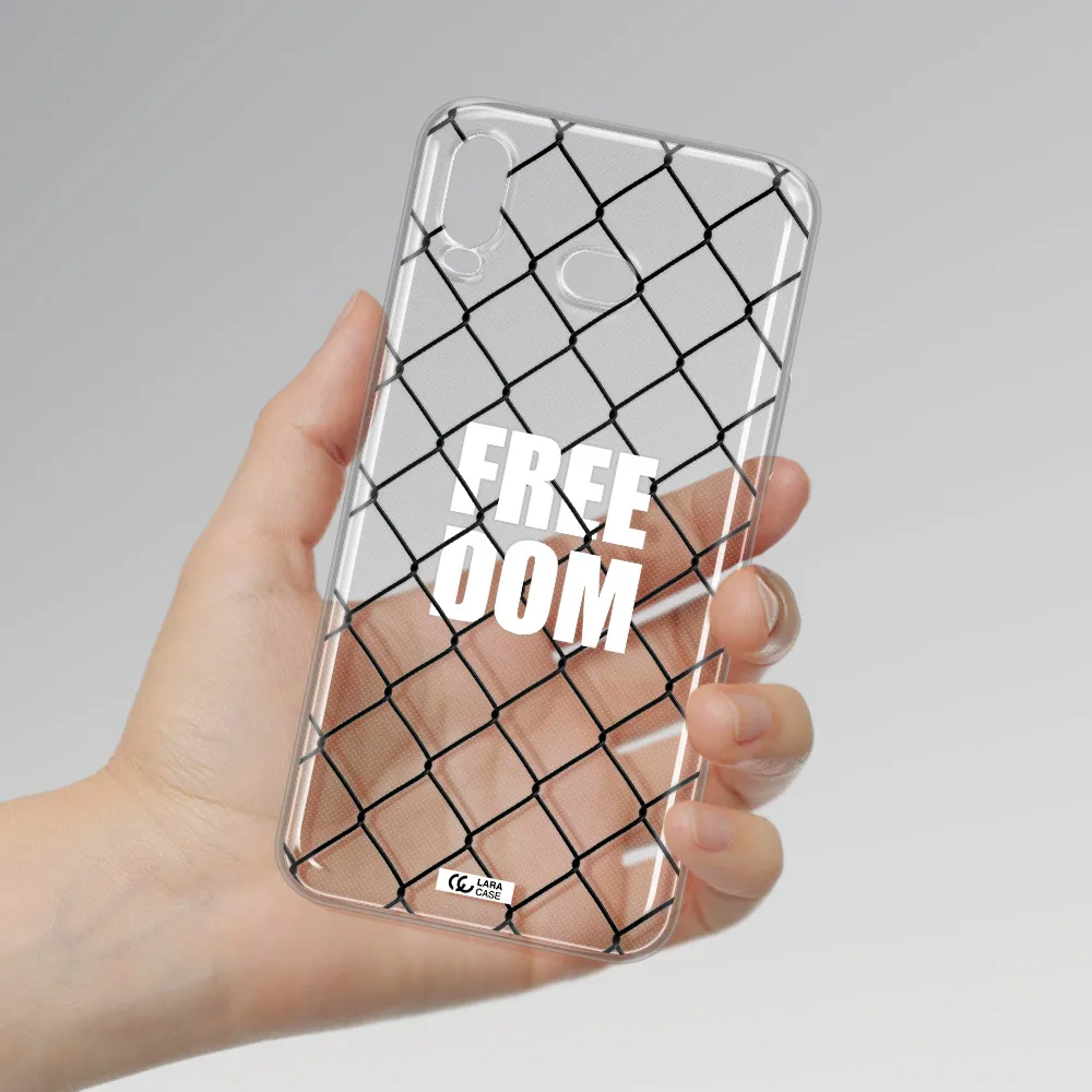 a close-up of a chain link fence Samsung A6S Clear TPU Case
