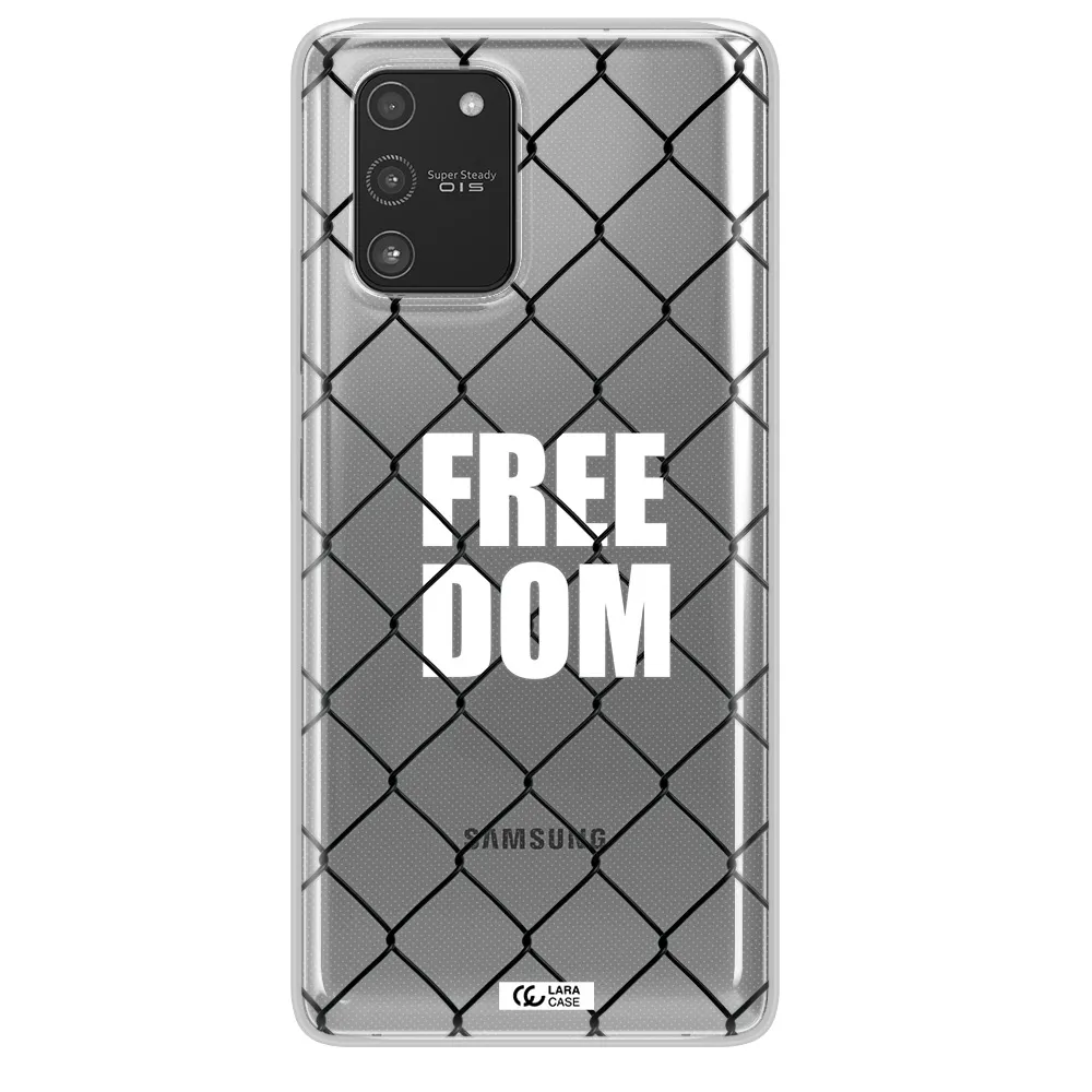 a close-up of a chain link fence Samsung A91 Clear TPU Case