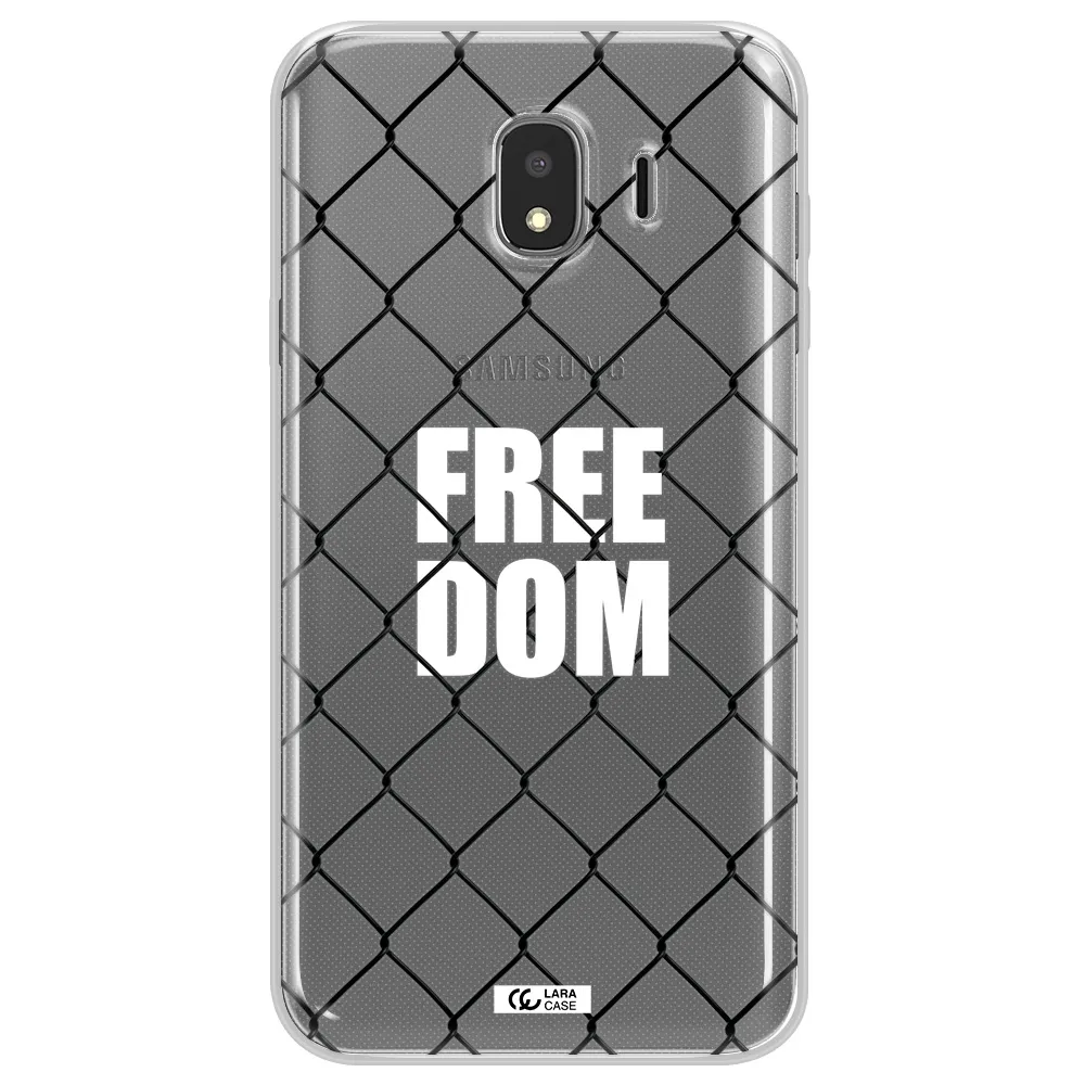 a close-up of a chain link fence Samsung J4 Clear TPU Case