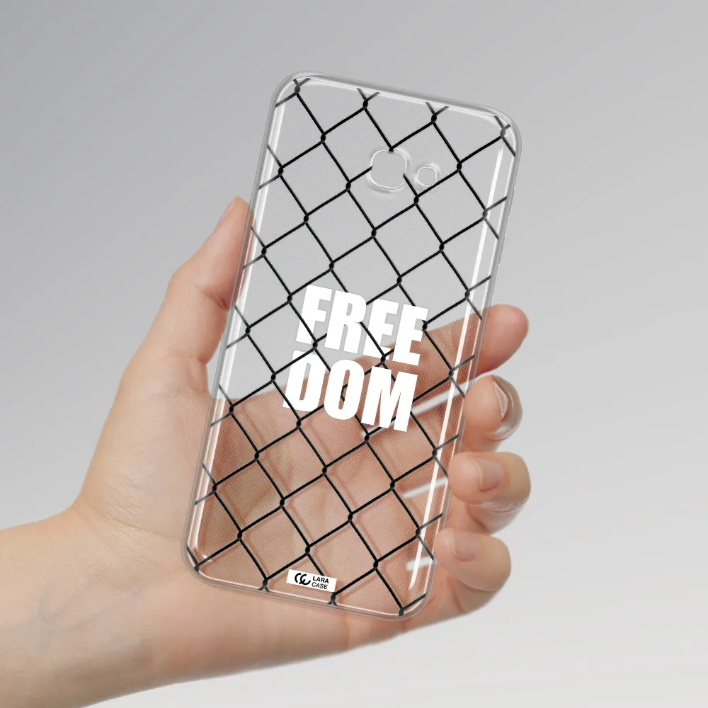 a close-up of a chain link fence Samsung J4 Plus Clear TPU Case