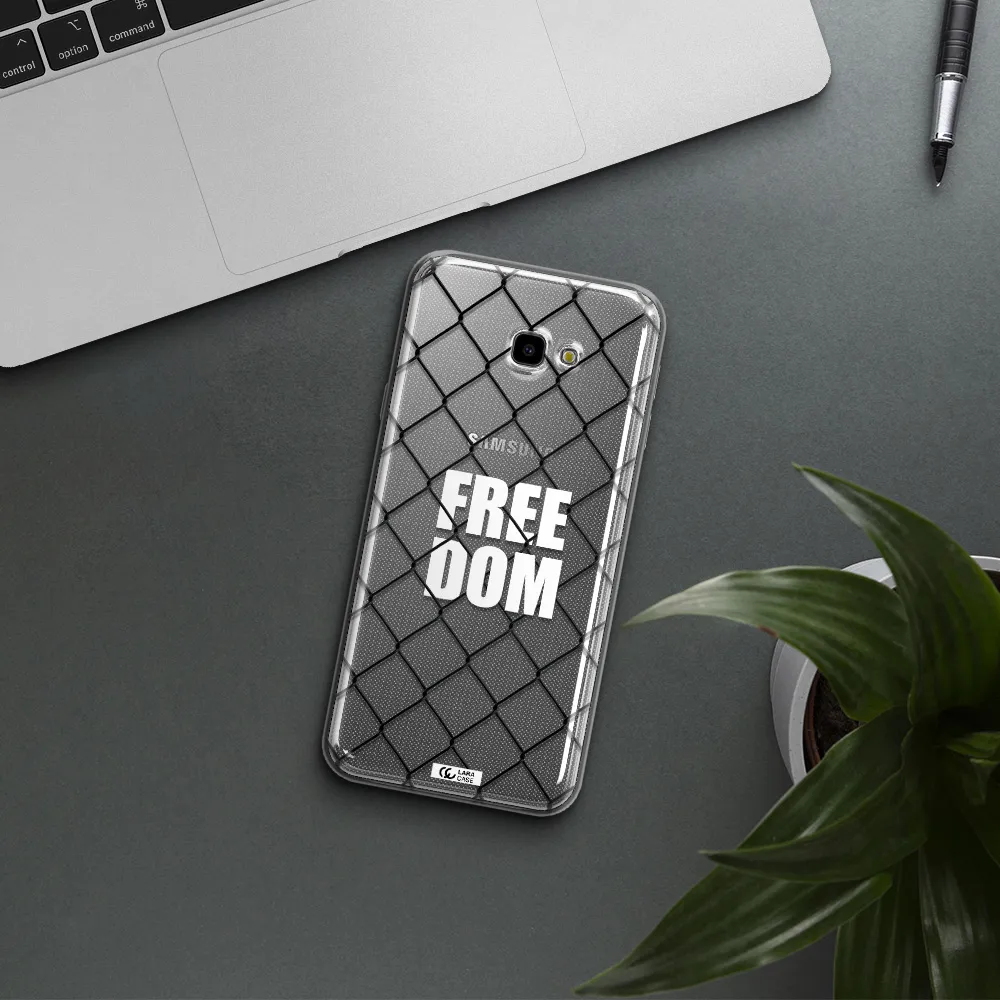 a close-up of a chain link fence Samsung J4 Plus Clear TPU Case