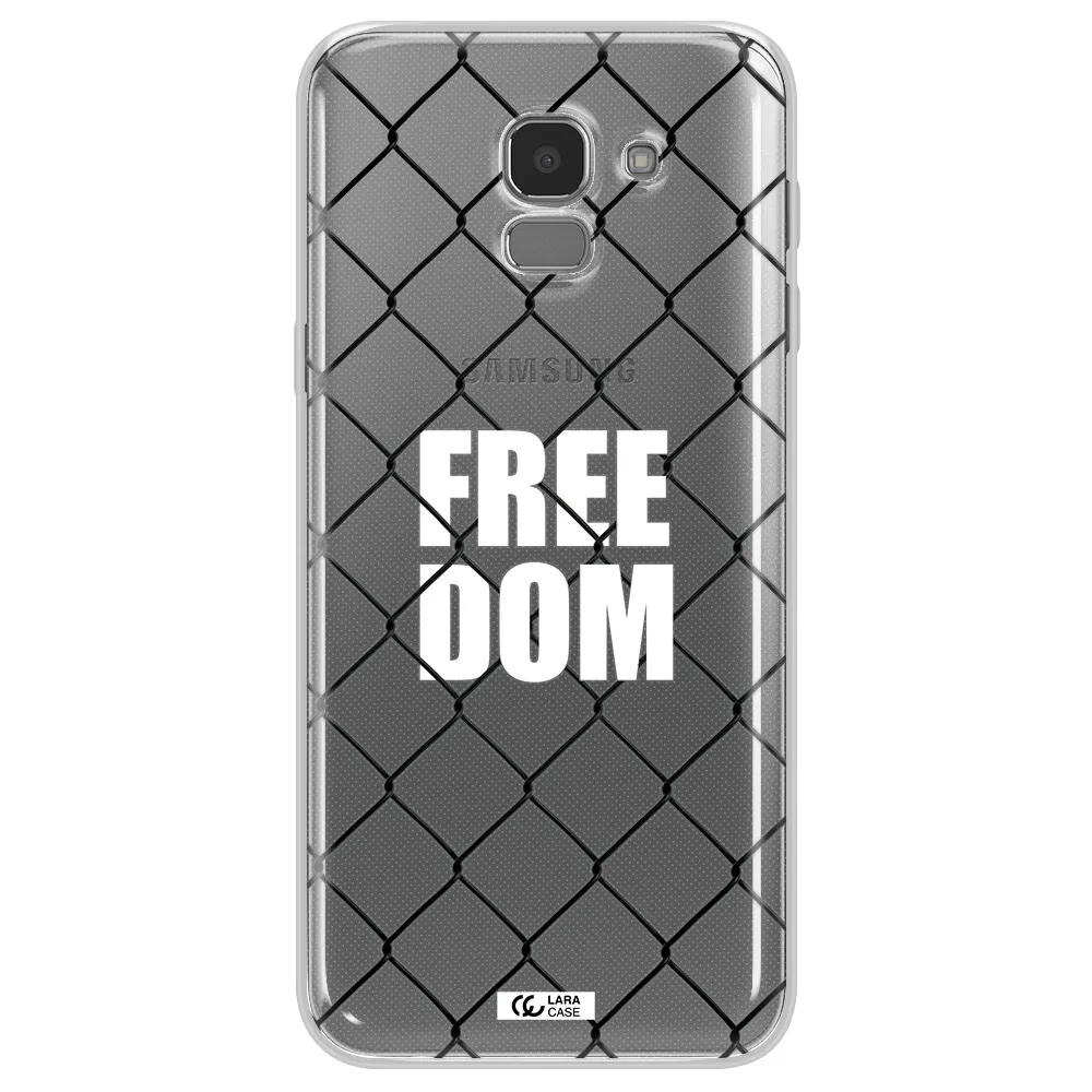 a close-up of a chain link fence Samsung J6 Clear TPU Case
