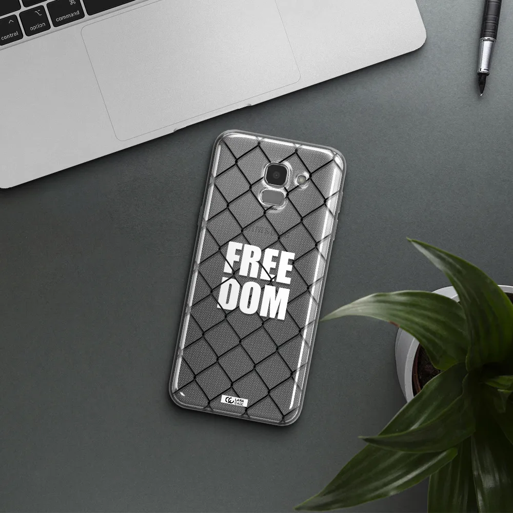 a close-up of a chain link fence Samsung J6 Clear TPU Case