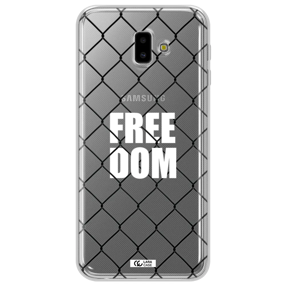 a close-up of a chain link fence Samsung J6 Plus Clear TPU Case