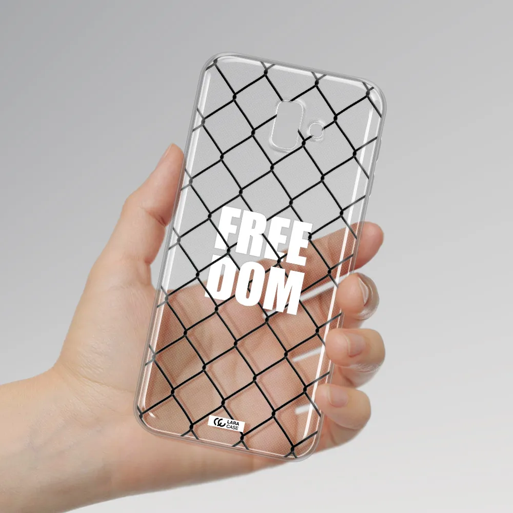 a close-up of a chain link fence Samsung J6 Plus Clear TPU Case