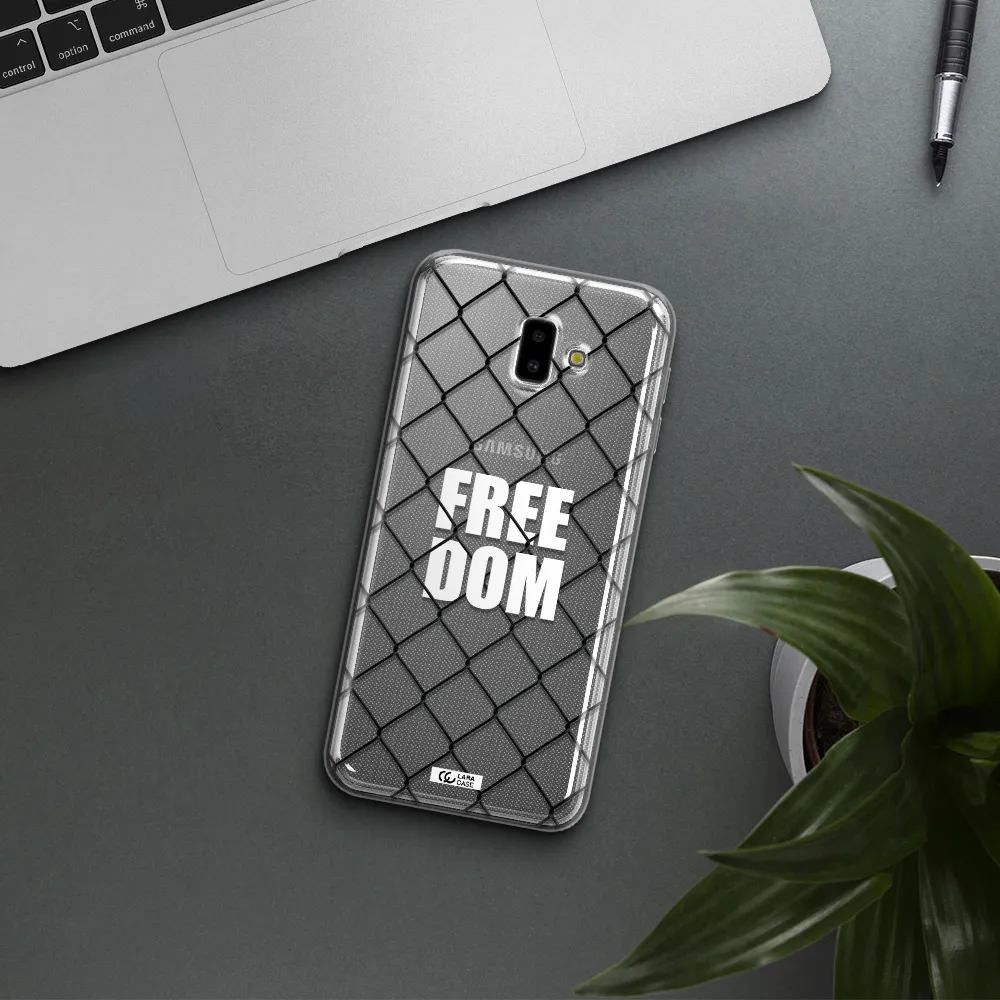 a close-up of a chain link fence Samsung J6 Plus Clear TPU Case