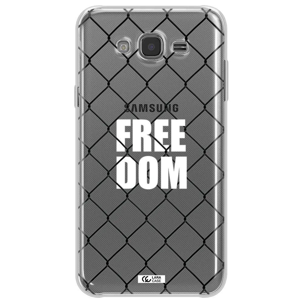 a close-up of a chain link fence Samsung J7 2015 Clear TPU Case