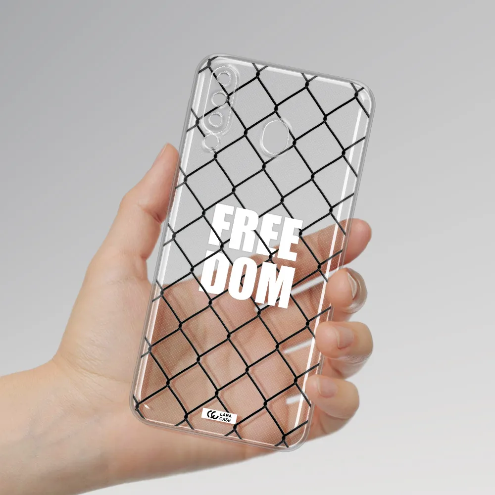 a close-up of a chain link fence Samsung M30 Clear TPU Case
