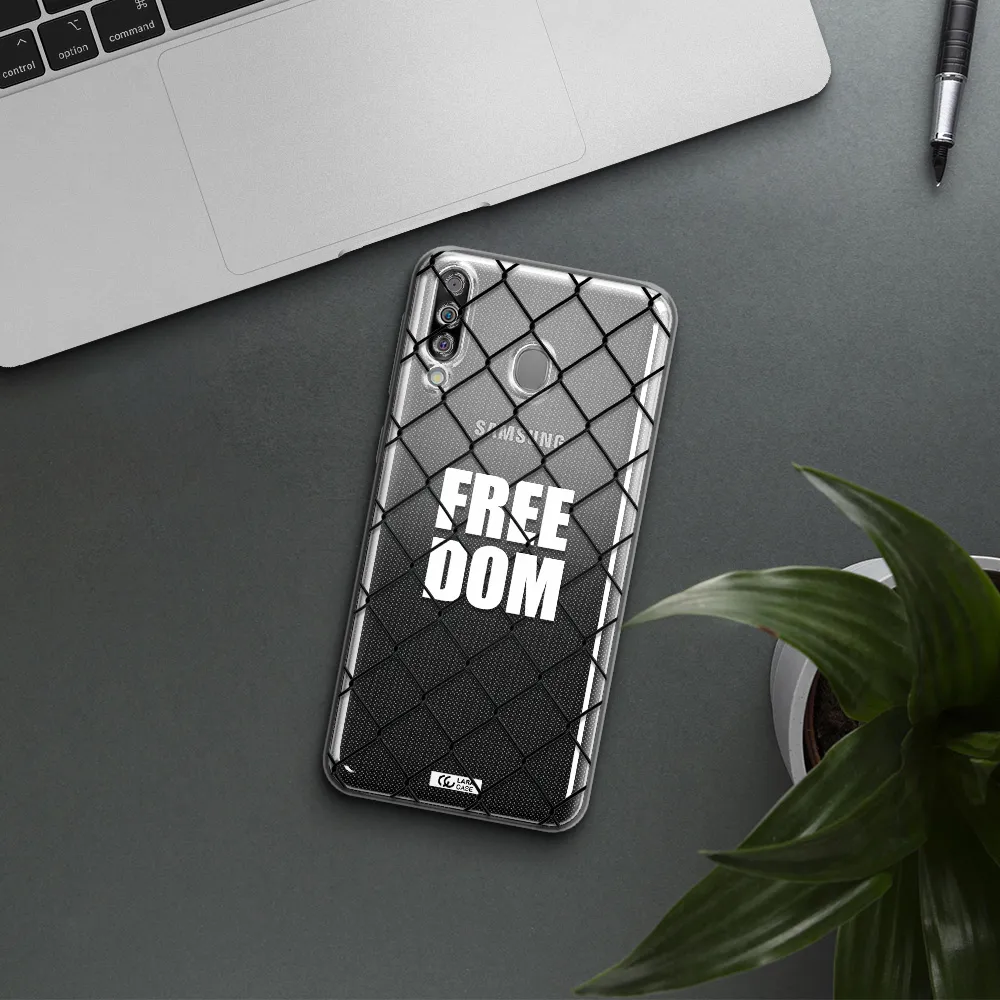 a close-up of a chain link fence Samsung M30 Clear TPU Case