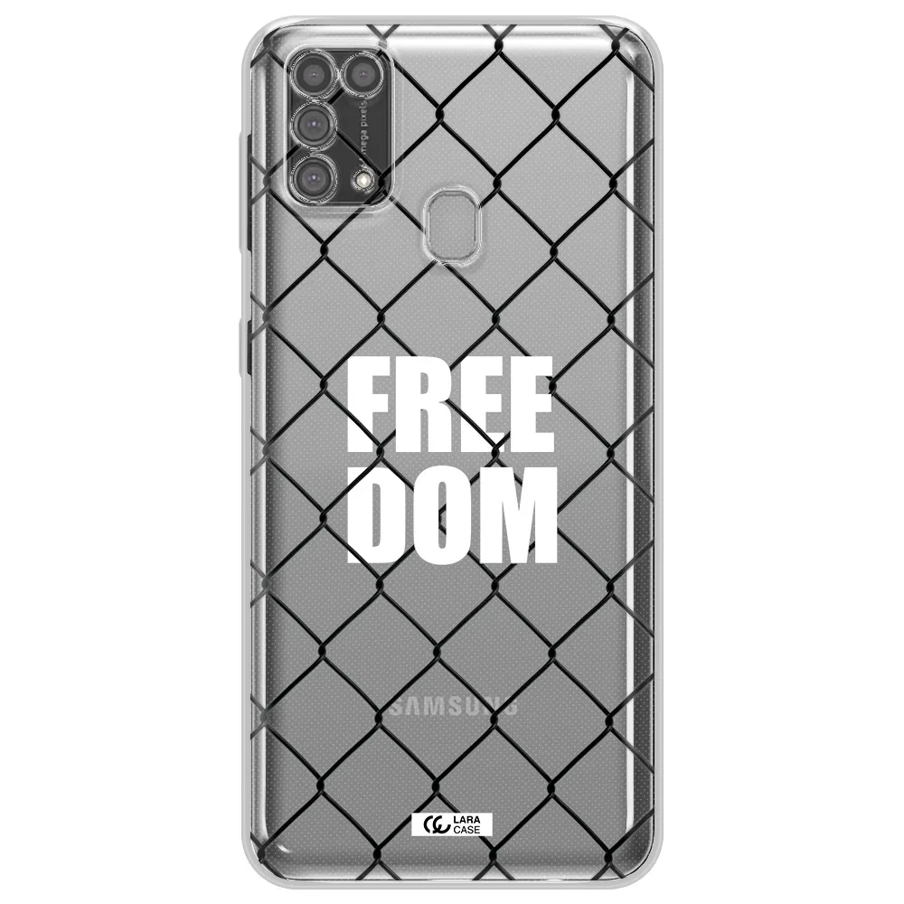 a close-up of a chain link fence Samsung M31 Clear TPU Case