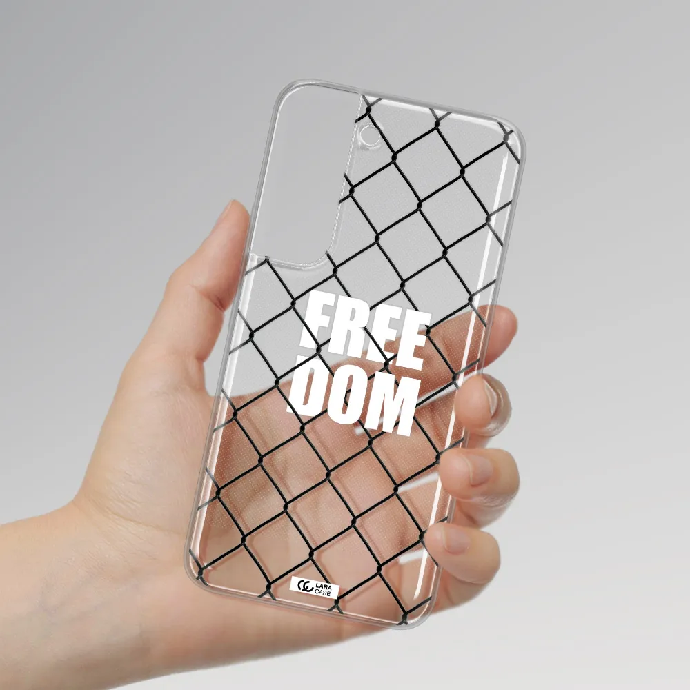 a close-up of a chain link fence Samsung S 22 Clear TPU Case