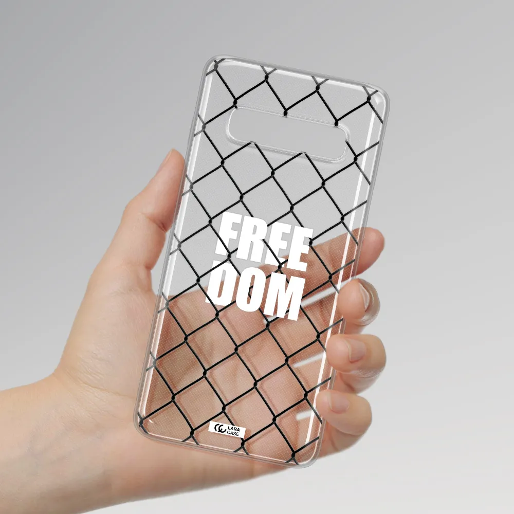 a close-up of a chain link fence Samsung S10 Clear TPU Case