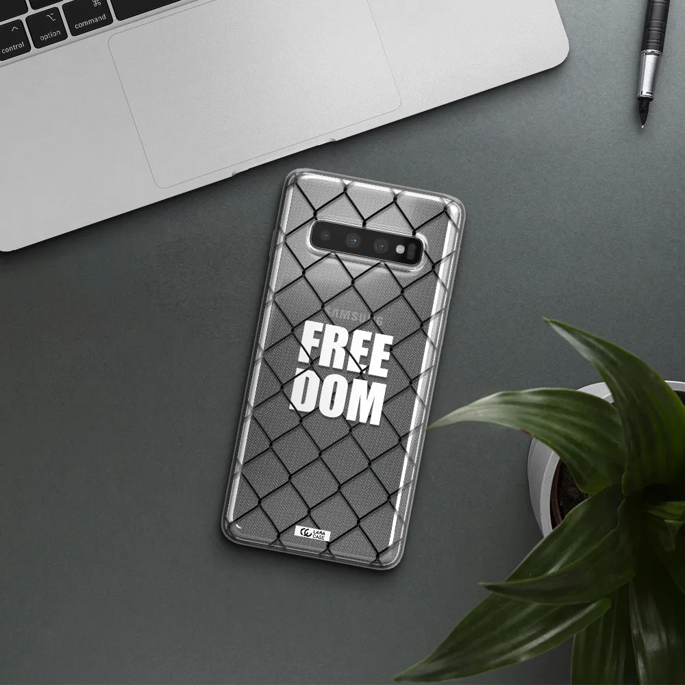 a close-up of a chain link fence Samsung S10 Clear TPU Case
