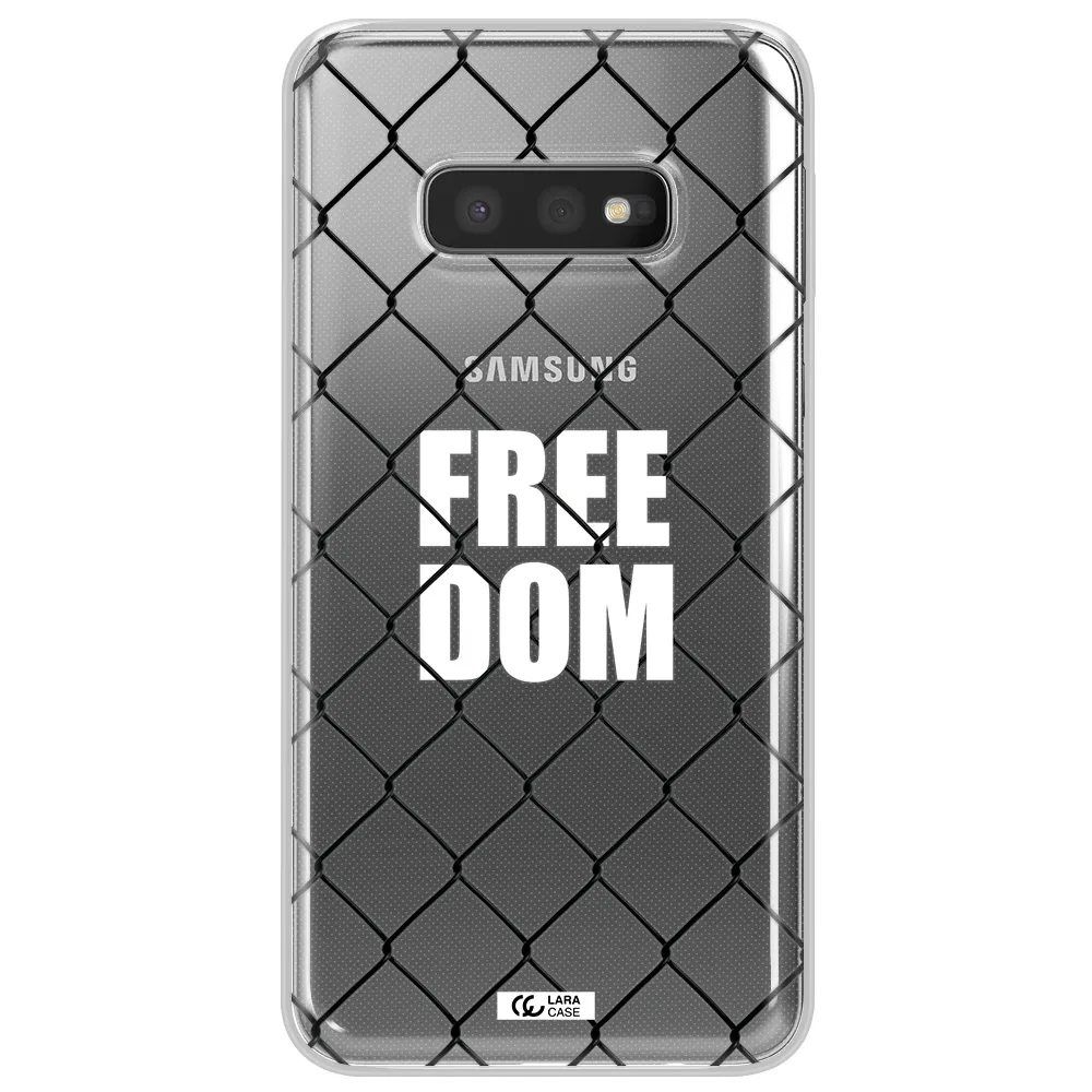 a close-up of a chain link fence Samsung S10e Clear TPU Case