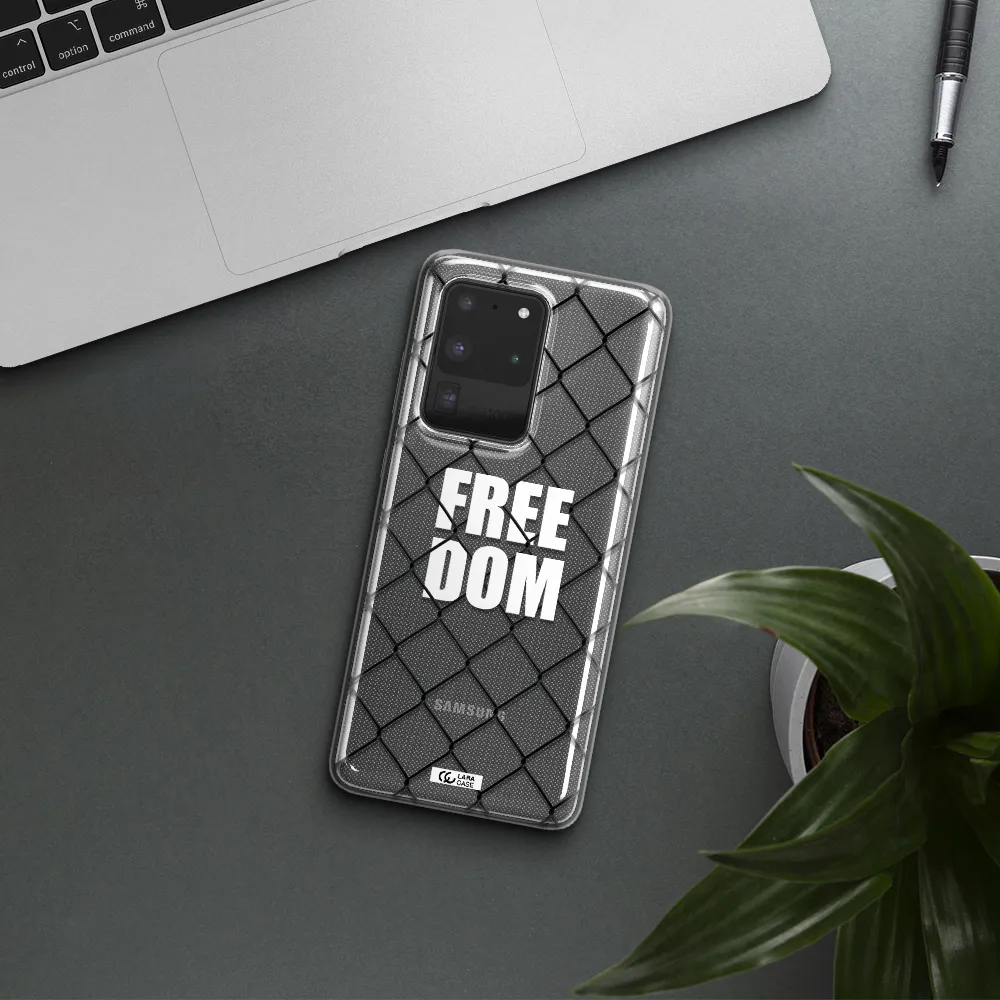 a close-up of a chain link fence Samsung S20 Ultra Clear TPU Case