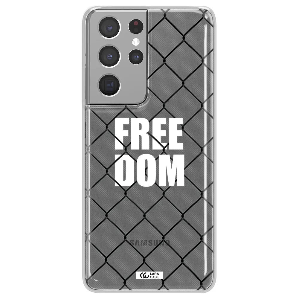 a close-up of a chain link fence Samsung S21 Ultra Clear TPU Case