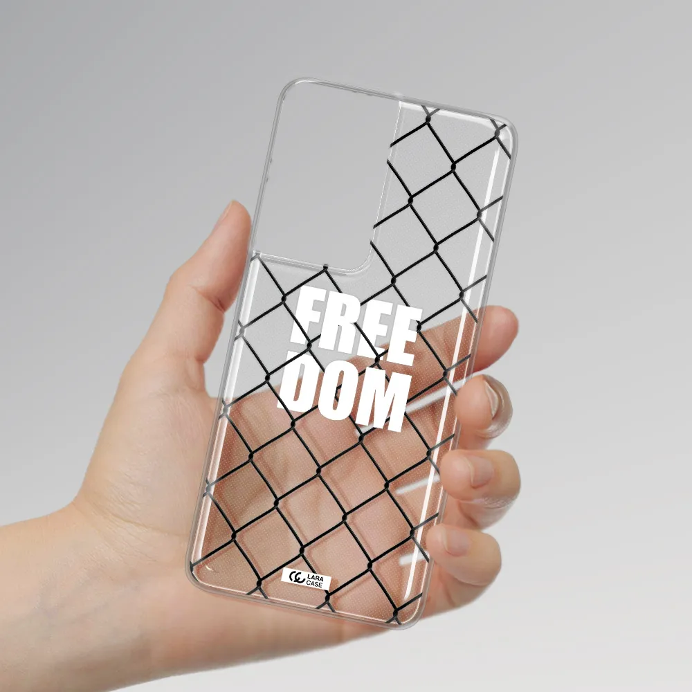 a close-up of a chain link fence Samsung S21 Ultra Clear TPU Case